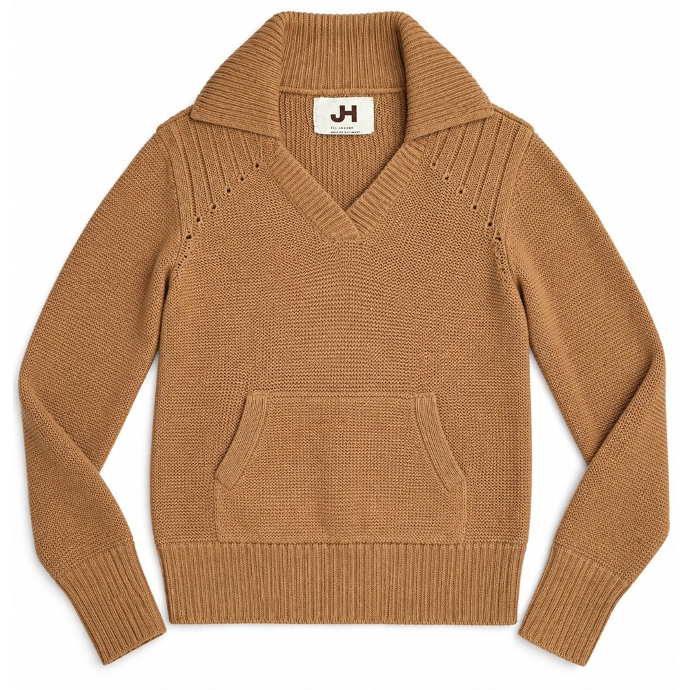 Vintage JH Collectibles Sweater Womens M 100% Acrylic Brown Kangaroo Pocket
